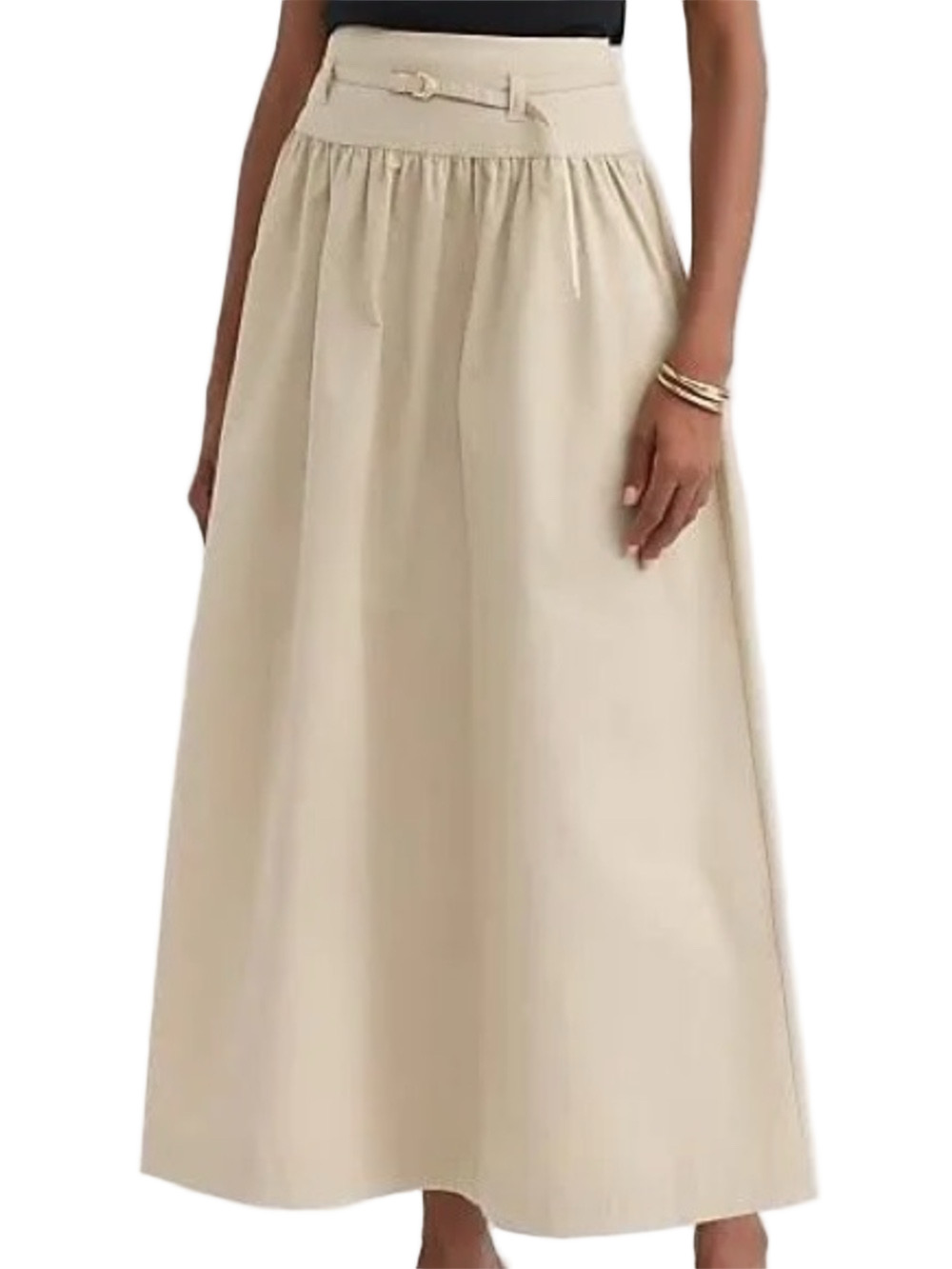 Khaki Tan Crisp Twill Maxi Skirt Pockets Size 10 NWOT - Picture 6 of 15